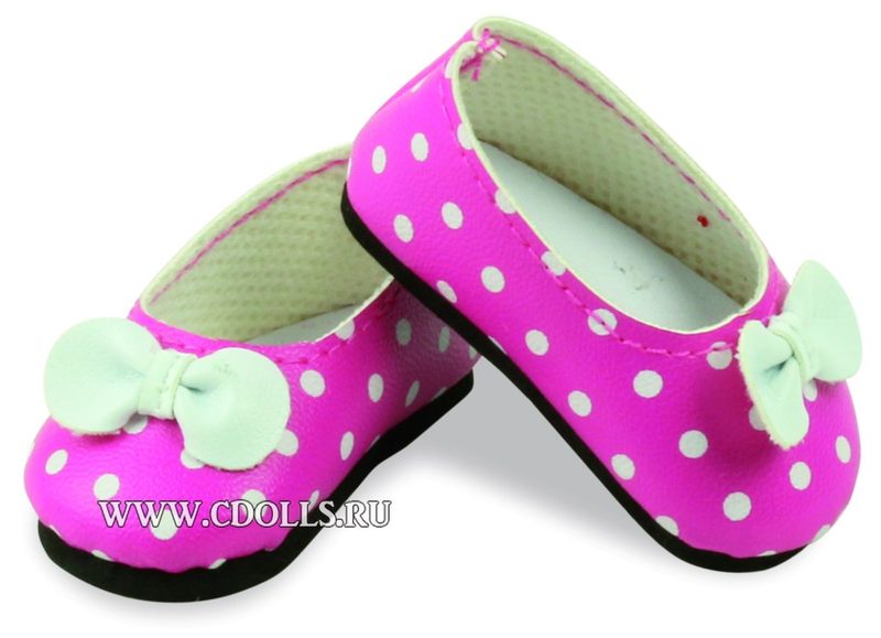 Petitcollin Pink ballerina with white dots (Розовые балетки в белый горошек для кукол Минуш 34 см) - фото