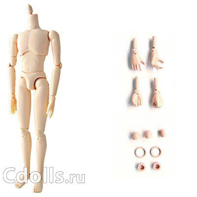 Obitsu Body Male - Slim New Type Whity (Обитсу мужское тело куклы 27 см стройное без магнитов белый цвет) - фото