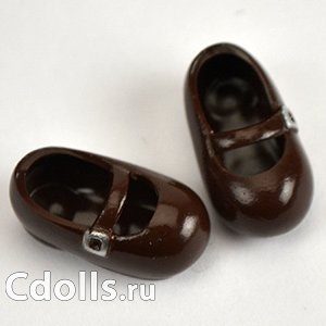 Obitsu Rounded Shoes with Magnet Brown (Туфли коричневые с магнитом для кукол Обитсу 11 см) - фото