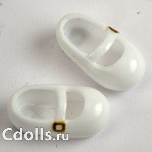 Obitsu Rounded Shoes with Magnet White (Туфли белые с магнитом для кукол Обитсу 11 см) - фото