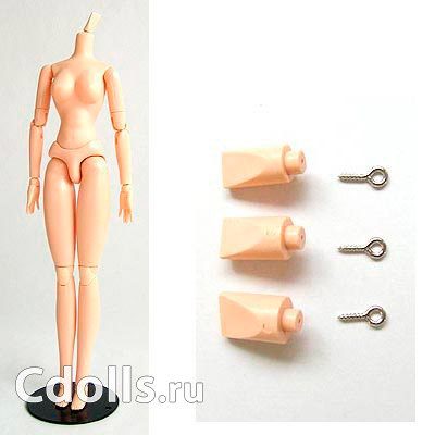 Obitsu Body Female Soft Bust Type M with Magnet Natural (Обитсу женское тело куклы 27 см полужёсткое с магнитами натуральный цвет грудь M) - фото