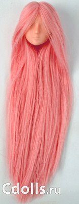 Голова Obitsu Head with Flocked Hair - Natural Pink (Аниме натуральный цвет розовые волосы для кукол Обитсу 27 см) - фото