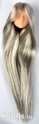 Голова Obitsu Head with Flocked Hair - Natural Silver (Натуральный цвет серебристые волосы для кукол Обитсу 27 см) - фото