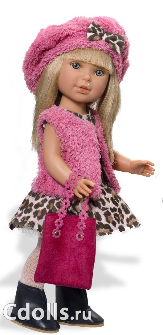 Кукла Vestida de Azul Paulina in leopard print dress, vest and beret (Вестида де Азул Паулина в леопардовом платье) - фото