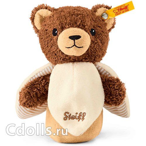 Погремушка-шуршалка Steiff Basti Bear Grip Toy with Rustling Foil (Штайф Мишка Басти бежево-коричневый 13 см) - фото