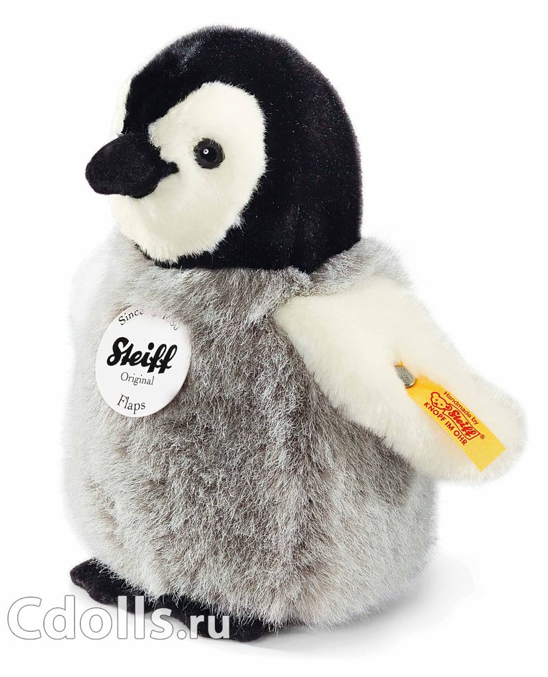Мягкая игрушка Steiff Flaps Penguin (Штайф Пингвин Флапс черный/белый/серый 16 см) - фото
