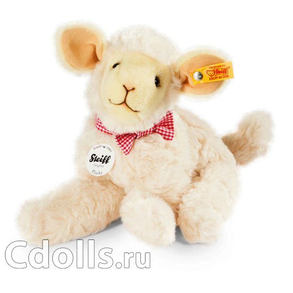 Мягкая игрушка Steiff Flocky Lamb (Штайф Барашек пушистый кремовый 24 см) - фото