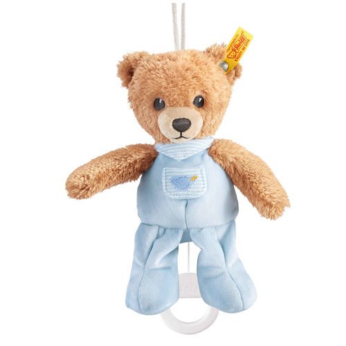 Мягкая игрушка Steiff Sleep Well Bear Music Box blue (Штайф Мишка Крепкий сон с музыкальной шкатулкой голубой 20 см) - фото