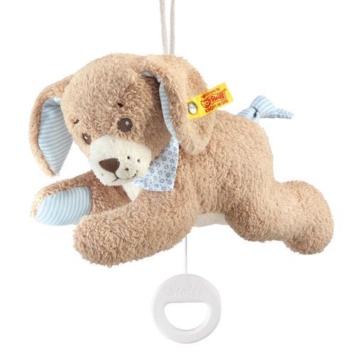 Мягкая игрушка Steiff Good Night Dog Music Box blue (Штайф Собачка Спокойной ночи с музыкальной шкатулкой голубая 22 см) - фото