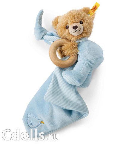 Мягкая игрушка Steiff Sleep Well Bear 3 in 1 Blue (Штайф Мишка Спи спокойно 3 в 1 голубой 16 см) - фото
