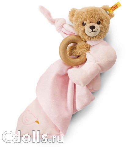 Мягкая игрушка Steiff Sleep Well Bear 3 in 1 Pink (Штайф Мишка Спи спокойно 3 в 1 розовый 16 см) - фото