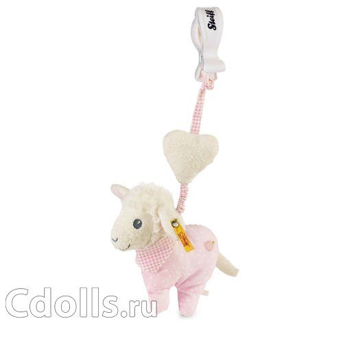 Мягкая игрушка Steiff Sweet Dreams Lamb Pendant Pink (Штайф Барашек Подвесная Погремушка Сладкие сны розовый 14 см) - фото