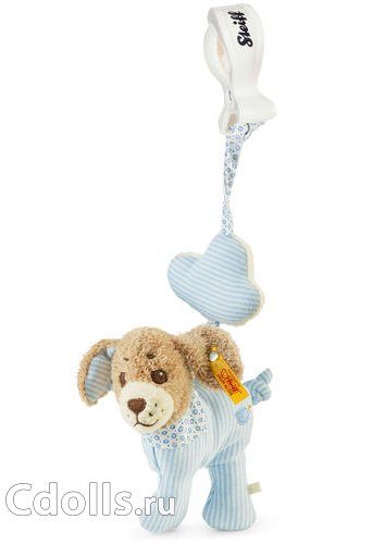 Мягкая игрушка Steiff Good Night Dog Pendant Blue (Штайф Собачка Подвесная Погремушка Спокойной ночи голубая 12 см) - фото