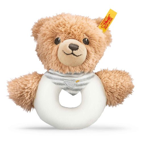 Мягкая игрушка Steiff Sleep Well Bear Grip Toy Grey (Штайф погремушка-колечко Мишка Крепкий сон серый 12 см) - фото