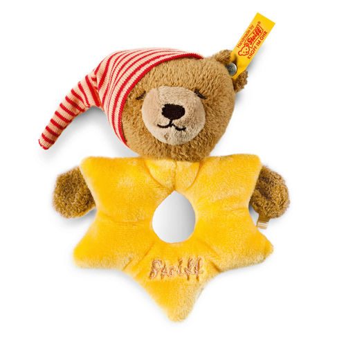 Мягкая игрушка Steiff Sun, Moon and Star Grip Toy yellow (Штайф погремушка-колечко Мишка Солнышко, луна и звёздочка жёлтый 13 см) - фото
