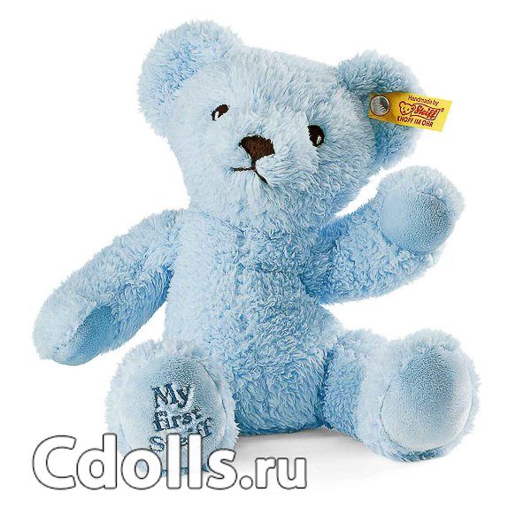 Мягкая игрушка Steiff My First Steiff Teddy Bear Blue (Штайф Мой первый мишка Тедди голубой 24 см) - фото
