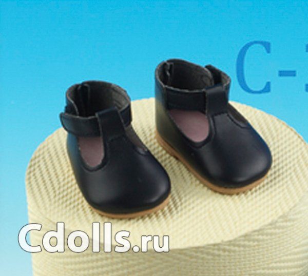 Vestida de Azul Tonino Black Shoes with Straps (Туфли черные с ремешками Вестида де Азул для кукол Тонино 45 см) - фото