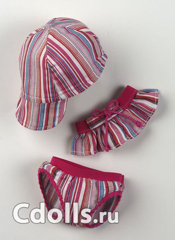 Vestida de Azul Monin Fuchsia Striped Set (Полосатый комплект цвета фуксии Вестида де Азул для кукол Монин 38 см) - фото