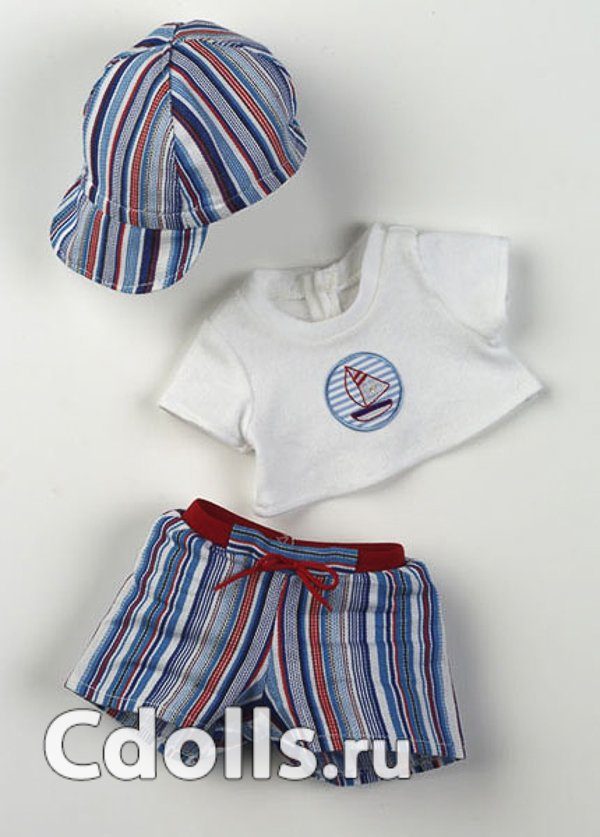 Vestida de Azul Monin Blue/White Striped Suit (Полосатый комплект бело-голубой Вестида де Азул для кукол Монин 38 см) - фото
