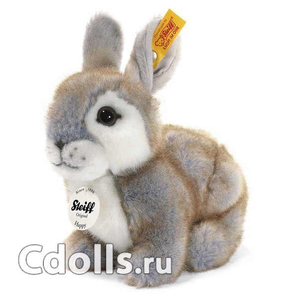 Мягкая игрушка Steiff Happy Rabbit  (Штайф Кролик Хэппи серый 18 см) - фото