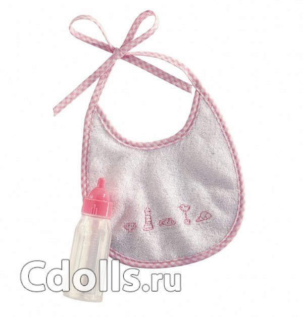 Gotz Nursing Bottle With Bib for baby dolls (Бутылочка и нагрудник для малышей Готц 30 - 48 см) - фото
