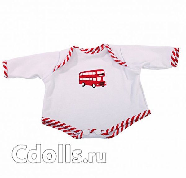 Gotz Long-sleeved Bodysuit London Bus Size M (Боди с длинным рукавом Автобус Лондона для кукол Готц 42 - 46 см) - фото
