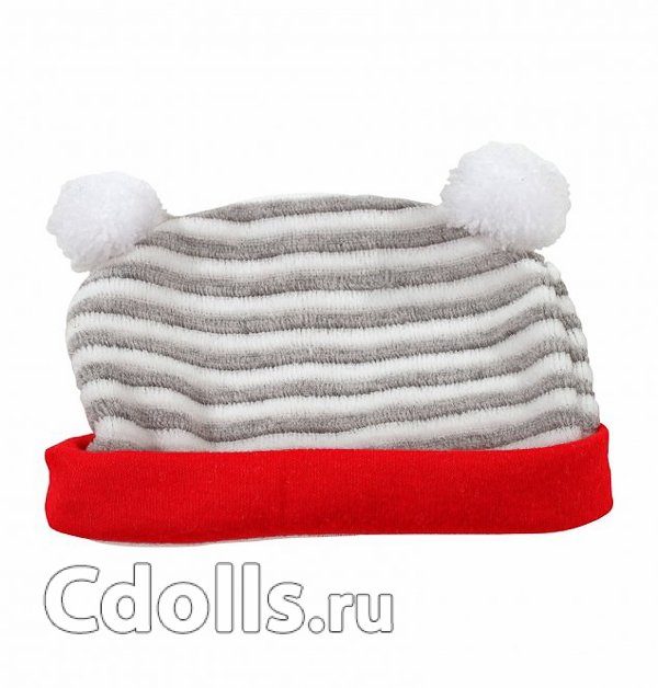 Gotz Grey Striped Hat Size S (Серая шапочка в полоcку для кукол Готц 30 - 33 см) - фото