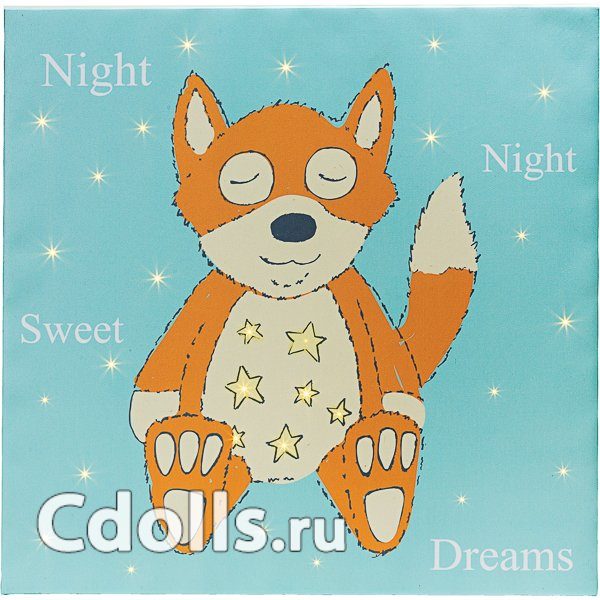Настенный ночник Suki Bedtime Buddies Light-Up Wall Canvas Dreamer Fox (Зуки Настенный ночник Спящая лиса) - фото