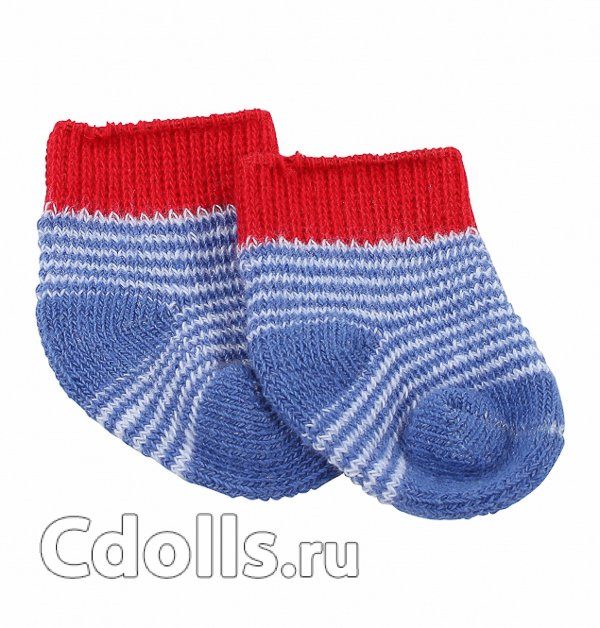 Gotz Socks Maritime Blue Ankle Socks Size S/M/L/XL (Синие носки в полоску для кукол Готц 30 - 50 см) - фото
