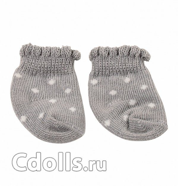 Gotz Grey Socks White Spots Ankle Socks Size S/M/L/XL (Серые носки в горошек для кукол Готц 30 - 50 см) - фото