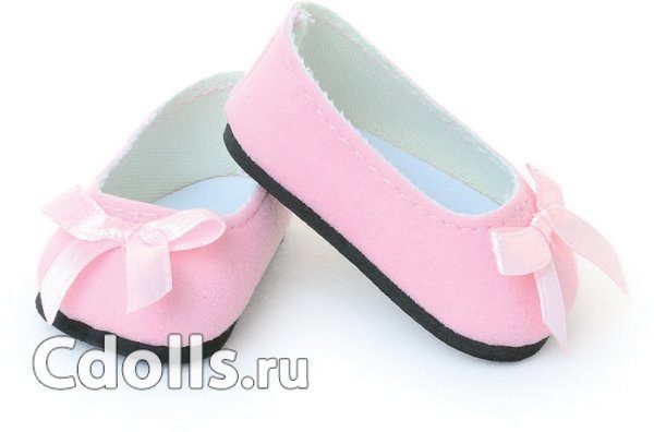 Petitcollin Pink Ballerina Shoes With Bows (Розовые балетки с бантиком для кукол Петитколин 39 см, 40 см, 44 см, 48 см) - фото