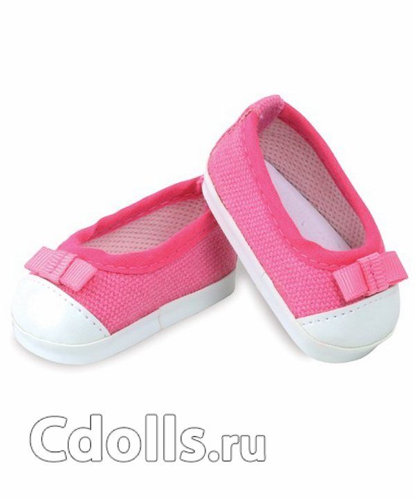Petitcollin Pink and white ballerinas with pink bow (Бело - розовые балетки для кукол Петитколин 39 см, 40 см, 44 см, 48 см) - фото