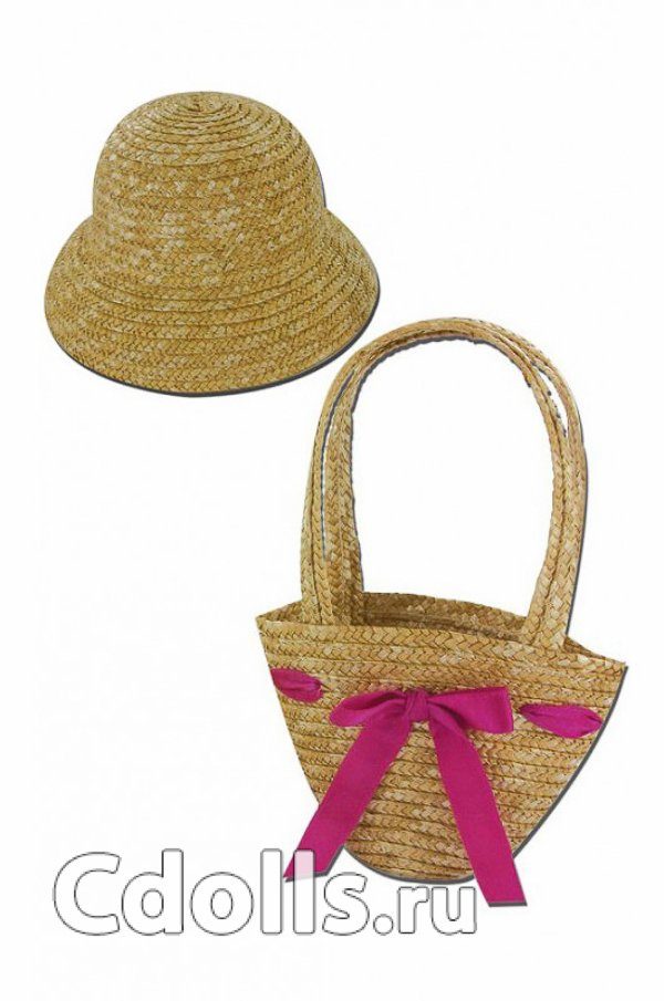 Комплект Maru and Friends straw hat and basket (Cоломенная шляпа и сумка для кукол Мару энд Френдз) - фото