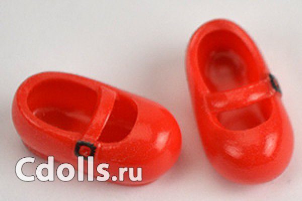 Obitsu Red Rounded Shoes - with Magnet (Туфли красные с магнитом для кукол Обитсу 11 см) - фото
