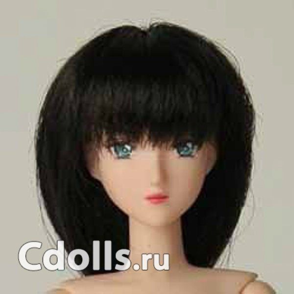 Парик Obitsu 1/6 Wig Medium Hair Dark-brown (Средний тёмно-каштановый для кукол Обитсу 27 см) - фото
