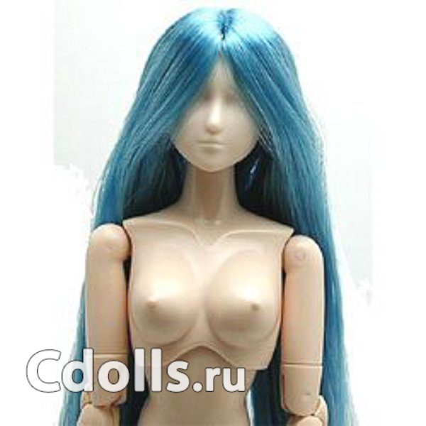 Голова White Head with Flocked Blue Hair (Белый цвет голубые волосы для кукол Обитсу 27 см) - фото