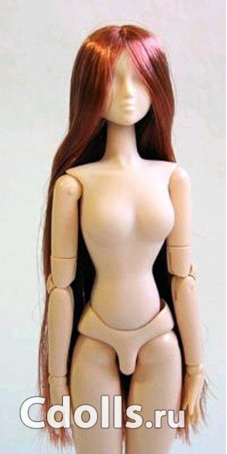 Голова Obitsu 1/6 White Head 01 Red Brown Hair (Белый цвет волосы махагон для кукол Обитсу 27 см) - фото