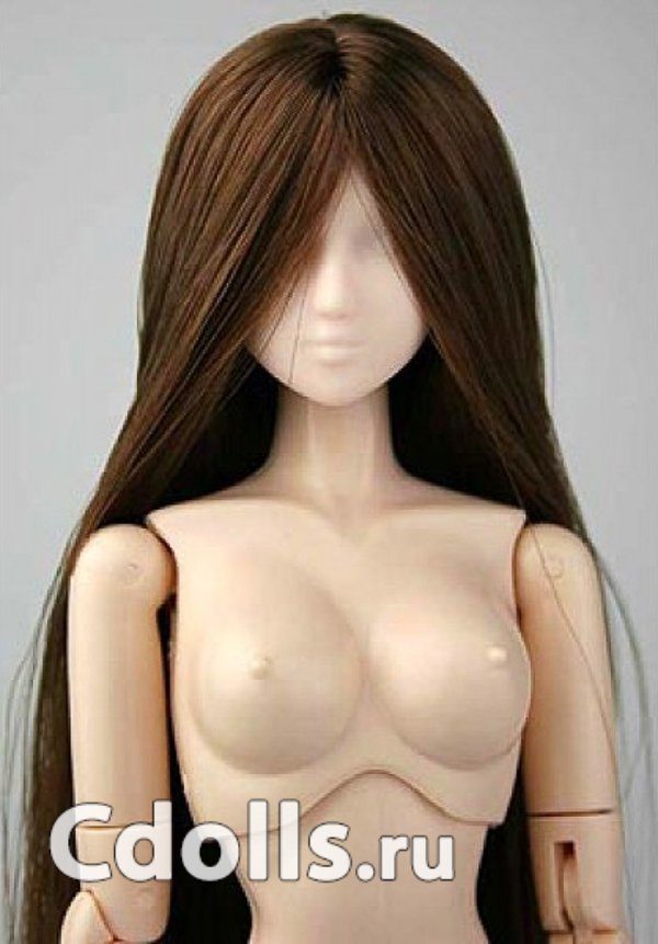 Голова Obitsu 1/6 White Head 01 Brown Hair (Белый цвет каштановые волосы для кукол Обитсу 27 см) - фото