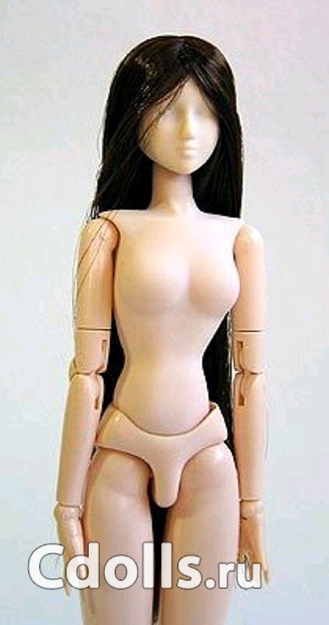 Голова Obitsu 1/6 White Head 01 Dark Brown Hair (Белый цвет тёмно-каштановые волосы для кукол 27 см) - фото