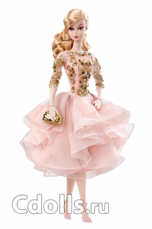 Кукла Barbie Blush and Gold Cocktail Dress (Барби в коктейльном платье Золото и Румянец) - фото