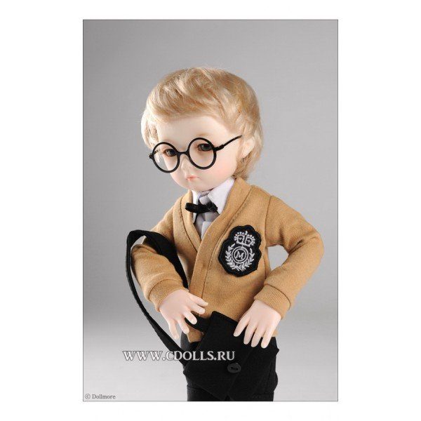 Комплект Dollmore Petit School Uniform For Boy (Школьная форма для мальчика цвет бежево-чёрный для кукол Доллмор) - фото