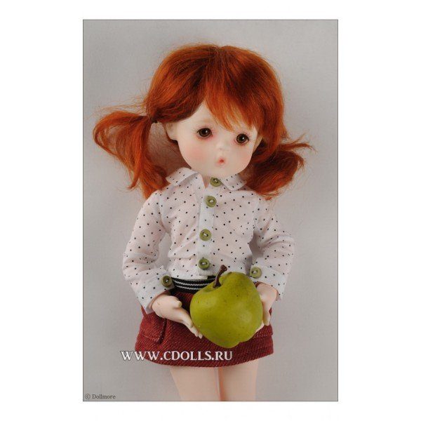 Рубашка Dollmore Apple Dot Shirt (Яблочные крапинки цвет белый для кукол Доллмор) - фото