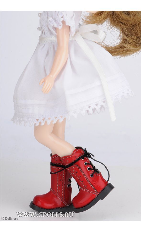 Dollmore 12 inches Anfan Noon Boots (Высокие ботинки на шнуровке: цвет красный для кукол Доллмор) - фото