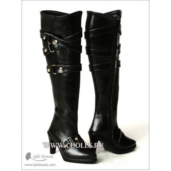 Iplehouse High Boots (Высокие сапоги на каблуке черные для кукол Иплхаус 70 см) - фото