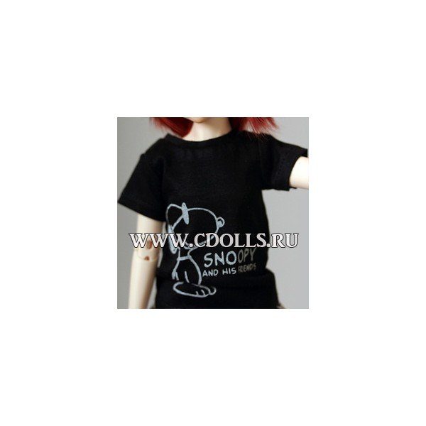 Футболка Iplehouse Snoopy round T-shirt (Снупи цвет черный для кукол Иплхаус 35 см) - фото