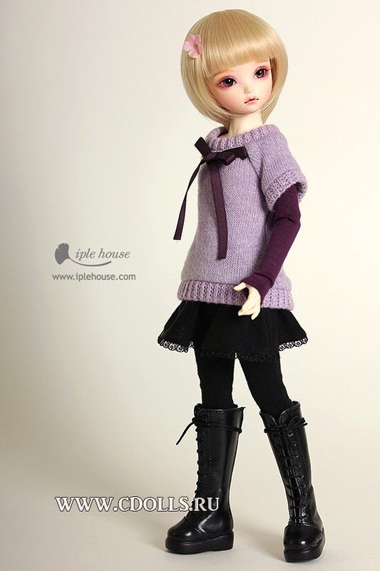 Iplehouse High Boots IHS_SS010 (Высокие сапоги на шнуровке цвет коричневый для кукол Иплхаус 35 см) - фото