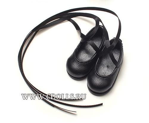 Iplehouse Ballet shoes (Балетки на лентах: цвет на выбор-Черный для кукол Иплхаус 26 см) - фото