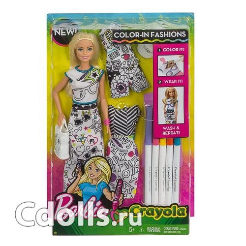 Кукла Barbie Crayola Color-in Fashions (Барби Крайола с одеждой-раскраской) - фото
