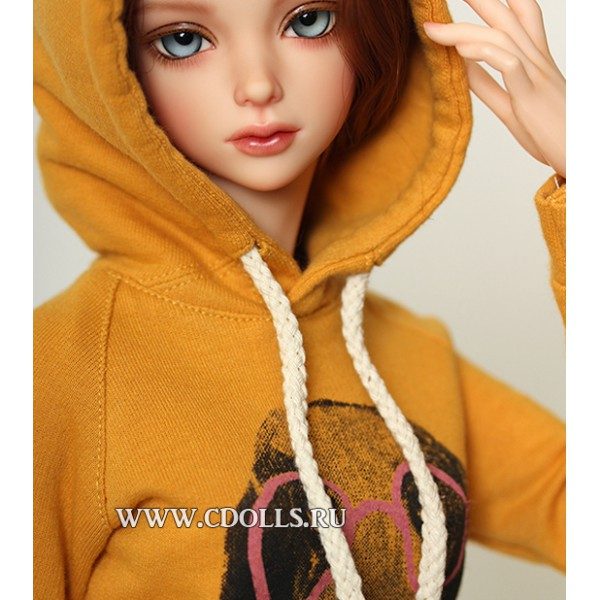 Iplehouse Woman Long Hoody (Джемпер с капюшоном оранжевый для кукол Иплхаус 65 см) - фото