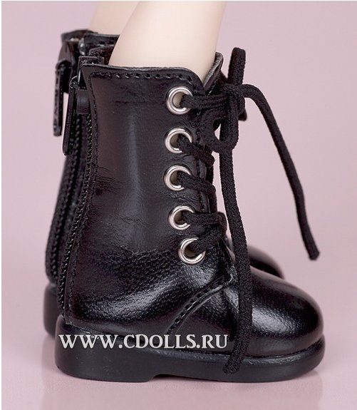 Fairyland Basic Boots Black LS-01 (Высокие ботинки на шнуровке черные для кукол ЛитлФи Фейриленд) - фото
